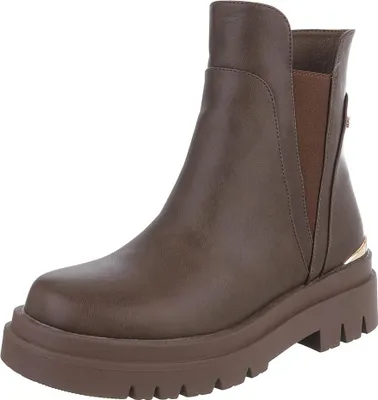 Produktbild von Ital-Design Damen Stiefeletten Chelsea Boots Leicht gefüttert Lederoptik Plateaustiefeletten 90514901 Braun Gr.  36