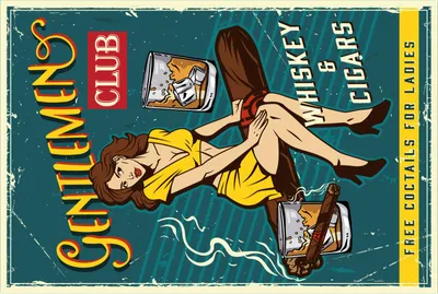 Produktbild von vianmo Holzschild 18x12 cm Gentlemen whiskey and cigars club