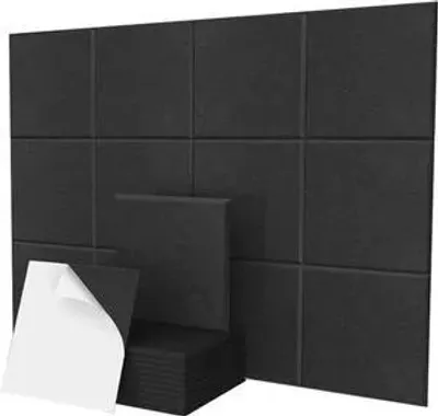 Produktbild von Akustikplatten Set 30x30cm,Selbstklebend & Schallabsorbierend,Schallschutz Wandpaneele aus Polyester,Schwarz für Studio,Büro,Decke & Spielzimmer