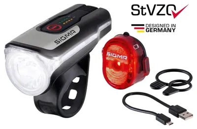 Image de Sigma Kit d'éclairage vélo AURA 80 / Nugget Set LED rechargeable noir (17850)