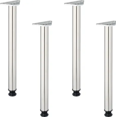 Produktbild von Relaxdays Tischbeine, 4er Set, HxD: 71 x 6 cm, Edelstahl, Tischfüße Esstisch, Schreibtisch, verstellbare Füße, silber