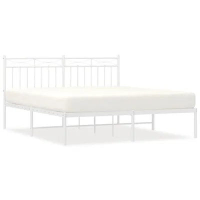 Produktbild von Bettgestell mit Kopfteil Metall Weiß 150x200 cm