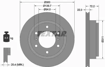 Produktbild von 2x TEXTAR 92135103 Bremsscheibe Hinterachse
