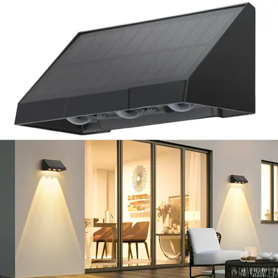 Produktbild von ZMH Solarlampen für Außen Solar Wandleuchte Aussen Wand 3 LEDs Außenwandleuchten 3000K Warmweiß 2 Modi Solarwandleuchten Wasserdichte solarleuchte für Zaun Terrasse Balkon Garten Treppen