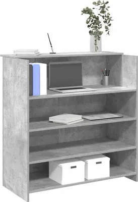 Produktbild von "im Angebot" Computertisch Arbeitstisch - für 1 Person - Empfangstheke - für 1 Person - Betongrau 100x50x103,5 cm Holzwerkstoff - PC Tisch CC11811