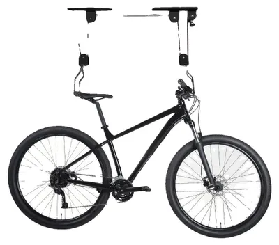 Produktbild von Fahrradaufhängungshebeframe, Tragfähigkeit 60 kg, Stahlmaterial, Hakenlänge 17 cm