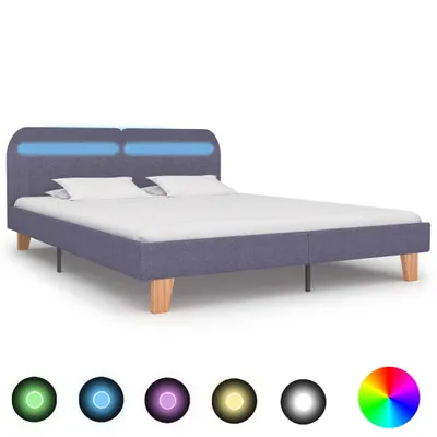 Image de The Living Store Cadre de lit avec LED Tissu gris clair 160x200 cm
