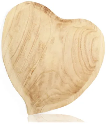 Herzförmige Holzschale, 34,5x34x4 cm, naturbraun, unbehandelt