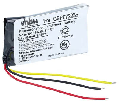 Zdjęcie produktu dla zamiennik akumulatora vhbw do głośników JBL GSP072035 (580 mAh, 3,7 V, litowo-polimerowy)