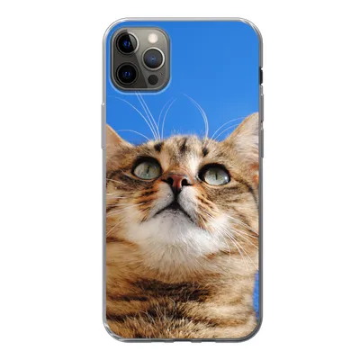 Produktbild von MuchoWow® Handyhülle Schutzhülle Hülle für iPhone 12 Pro Max Katze - Braun - Luft - Mädchen - Jungen - Kinder Silikon Softcase Handy Hülle - Hartschale