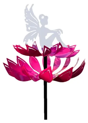 Produktbild von Windspiele für den Außenbereich, Windskulpturen und Spinner, Blumenfee auf Blume, wetterfest, solarbetrieben, leicht, Metall, Dekoration für Hof und Garten