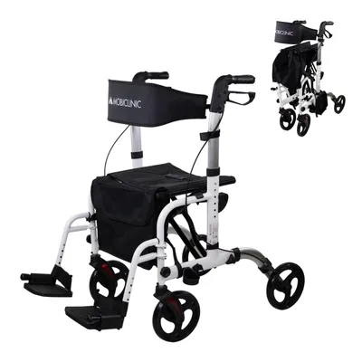 Image de Déambulateur avec repose-pieds Mobiclinic Pliable Freins en aluminium à leviers Roues 360º Sac Porte-canne Ibiza