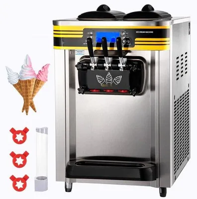 Immagine prodotto di Macchina per gelato soft catering - 2350 W - piano di lavoro - 22-30 l/h - macchina per gelato soft da tavolo - 3 gusti.