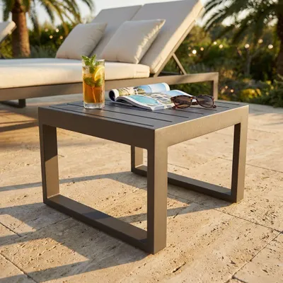 Immagine prodotto di Milani Home - Tavolino Salotto Giardino Quadrato Fisso 45x45 Taupe Da Esterno Per Ristorante Agriturismo Albergo Lettino - Taupe
