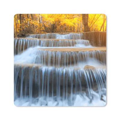 Produktbild von MuchoWow® Mauspad Mousepad Wasserfall - Natur - Bäume - Herbst - Landschaft 20x20 cm - Mousepads - Maus Mat - Pad - Mausunterlage - Desk Mat - Bureauartikeln