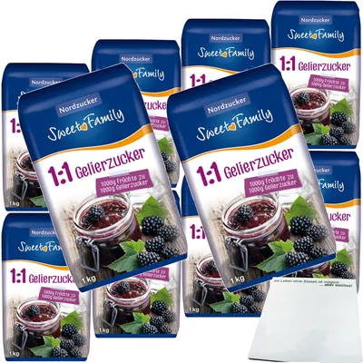 Produktbild von Sweet Family Gelierzucker 1:1 VPE (10x1kg Packung) + usy Block