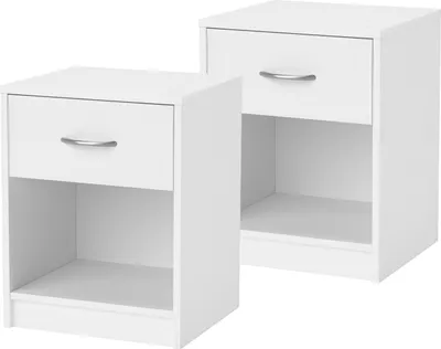 Produktbild von Nachtschrank mit 1 Schublade 2er-Set Nina Weiß