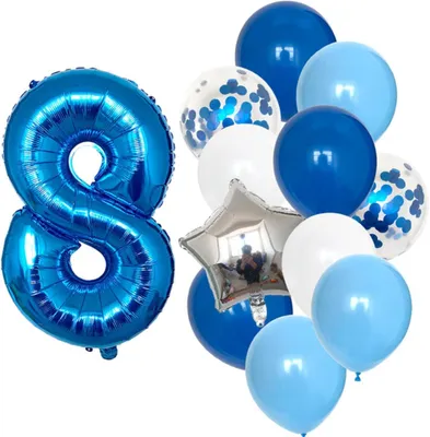 Produktbild von Ballonset zum 8. Geburtstag - Zahl, Stern und Herz