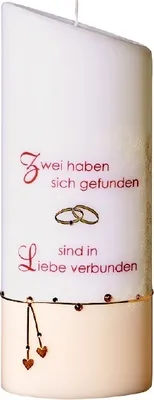 Produktbild von Hochzeitskerze Ellipse 23/9 x 5,5 cm mit Namensverzierung und Geschenkkarton, Nr. K40