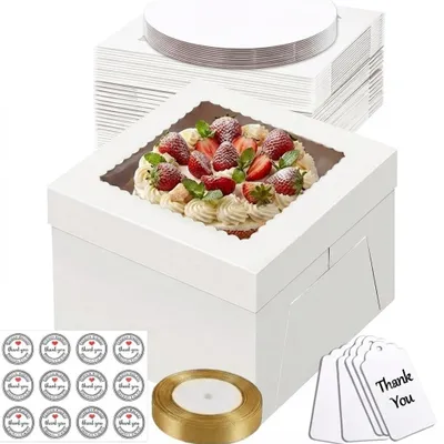 Productafbeelding van Solidchoice - Set van 5 Taartdozen met Venster en Taartplanken