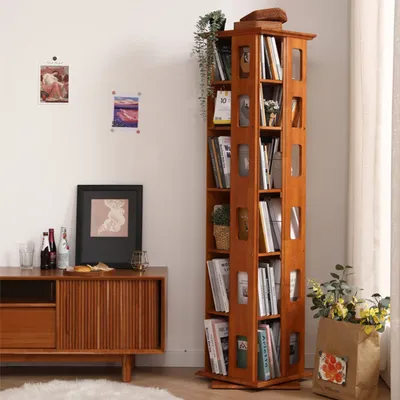 Produktbild von 360home Massiv Holz Stehendes drehbares Bücherregal einfaches Regal braun Klein
