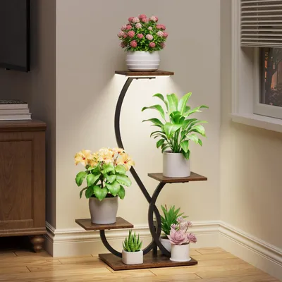Immagine prodotto di Scaffale per piante con luce di crescita - 4 livelli - 81 cm - Nero