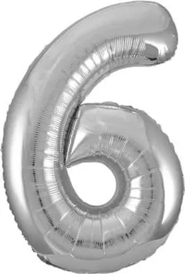 Produktbild von Folienballon Zahl 6 silber - ca. 86 cm