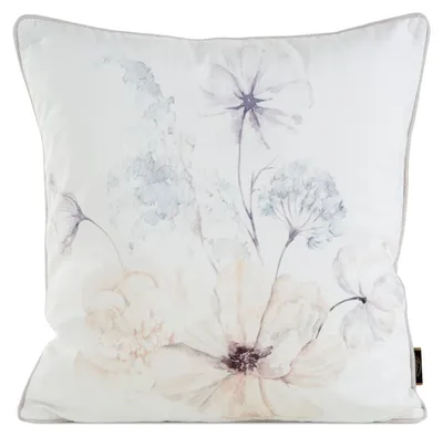 Zdjęcie produktu dla Poszewka na poduszkę welurowa 45x45 cm kremowa w kwiaty