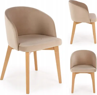 Produktbild von Stuhl für Esstisch - Beige - Aus Holz - Küchenstuhl - 51 x 75 x 51 cm B/H/T - Braune Holzbeine - Tragkraft 130 kg - BELLUNO 2