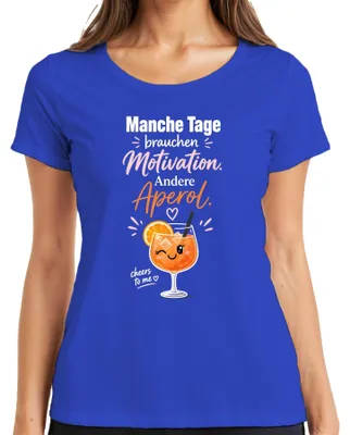 Immagine prodotto di Maglietta da donna, blu, taglia XXL, con la scritta: "A volte servono motivazioni. Altre volte, un Aperol." (Stile sarcastico)