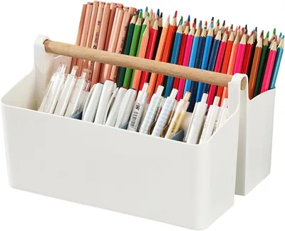 Produktbild von Stiftehalter Schreibtischorganizer, 8 Fächer, Stapelbar, Weiß, 25×17,5×15,5 cm