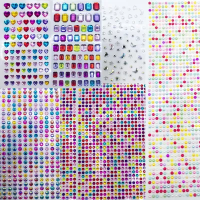 Produktbild von Selbstklebende Glitzersteine - 3600 Stück in verschiedenen Formen und Größen - Bastel-DIY - Mehrfarbig