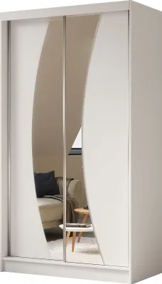 Produktbild von Masseno Schiebetürenschrank VOCE 120 cm Kleiderschrank Schlafzimmer Schrank 2-türig mit Spiegel Weiß