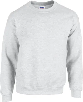 A plain grey crewneck sweatshirt is shown against a white background.