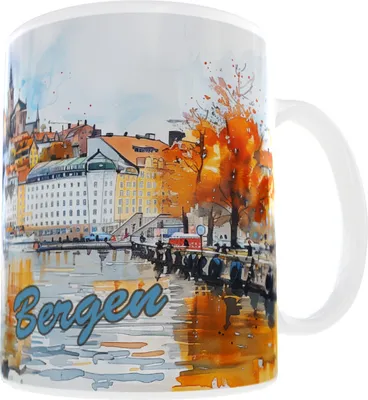 Produktbild von Becher 330ml NEU Urlaub Reisen Norwegen Bergen