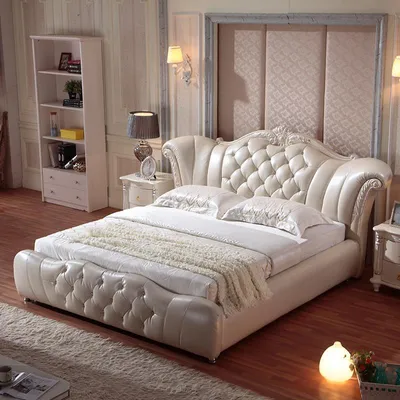 Produktbild von Design Chesterfield Bett Textil Samt Polster Leder Hotel Betten Schlafzimmer