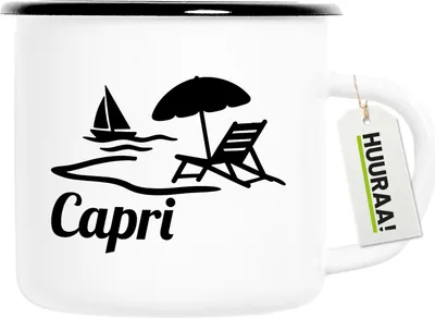 Produktbild von Huuraa Emaille Tasse Capri Italien 300ml Vintage Campingbecher Geschenkidee