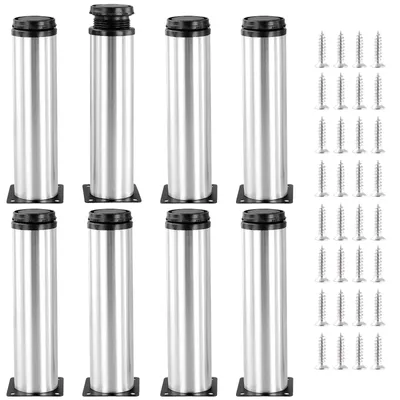 Produktbild von Set mit 8 verstellbaren Möbelbeinen, 20 cm Höhe, Edelstahl, bis zu 250 kg Tragfähigkeit