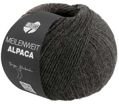 Produktbild von Lana Grossa MEILENWEIT 150 g ALPACA UNI strapazierfähige und warme 6-fach Sockenwolle 390 m Farbe 1015 - Anthrazit