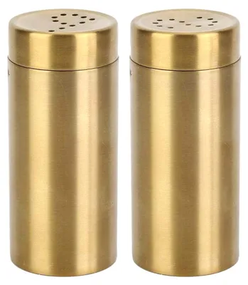 Produktbild von Pfefferstreuer-Set aus Edelstahl, 2 Stück Gewürzgläser für Salz und Pfeffer, Aufbewahrung für Gewürze (Gold)