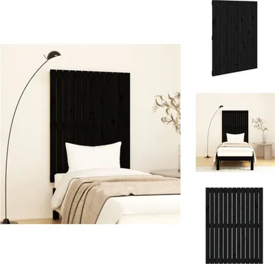 Produktbild von vidaXL Wand-Kopfteil Schwarz 82,5x3x110 cm Massivholz Kiefer -  Kopf- & Fußenden