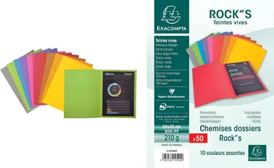 Produktbild von EXACOMPTA 217001E Aktendeckel ROCK'S DIN A4 210 g/qm sortiert