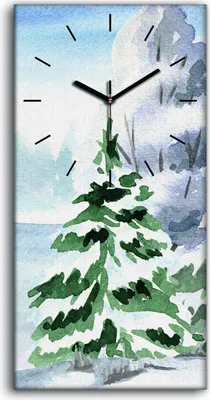 Produktbild von Wanduhr Leinwand Bild Uhr Geräuschlos Kunstdruck 30x60 Schnee Bäume - schwarze Hände