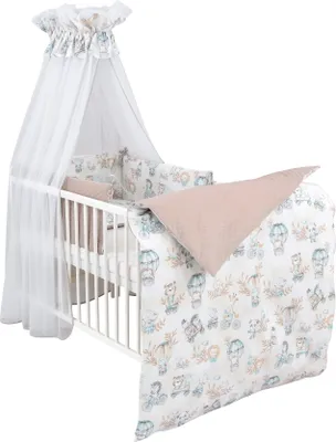 Produktbild von Baby Delux Baby Bettwäsche Bettset 4-tlg Bettausstattung Nestchen Himmel Zoo beige mint Samt