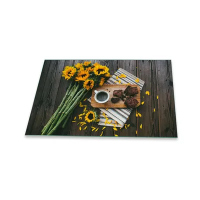 Produktbild von Herdabdeckplatte Glaskeramik 80x52 Sonnenblumen Gelb Abdeckung Glas Spritzschutz Deko