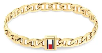Zdjęcie produktu dla Bransoletka męska - Elegancki łańcuszek z kotwicą ze stali szlachetnej w kolorze złotym - Tommy Hilfiger Model: 2790646