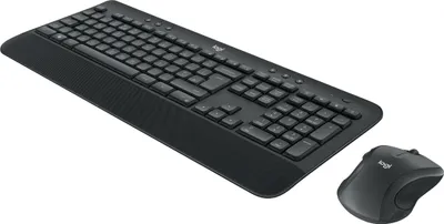 Zdjęcie produktu dla Logitech 920-008923, Pełnowymiarowy (100%), Bezprzewodowy, RF Wireless, QWERTY, Czarny, Dołączona myszka
