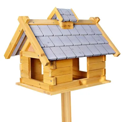 Produktbild von Vogelhäuschen Vogelfutterstation Futterhaus - 44 x 34 x 37 cm - Naturholz - Mit Dachschindeln - Für Garten und Balkon