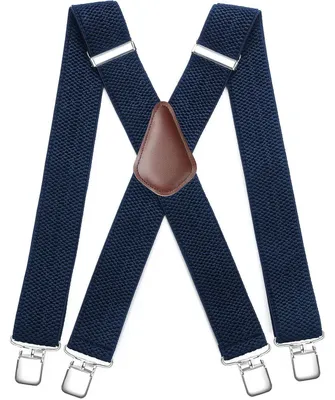 Produktbild von Hosenträger Herren 5cm breit X-Form 4 Metall-Clips Einstellbar Elastisch Navy Blau