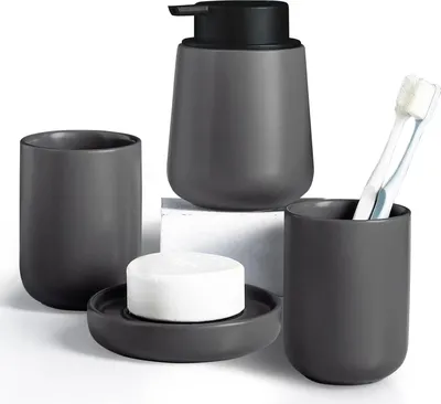 Produktbild von Famanu Badezimmeraccessoires Set - 4-teilig - Grau